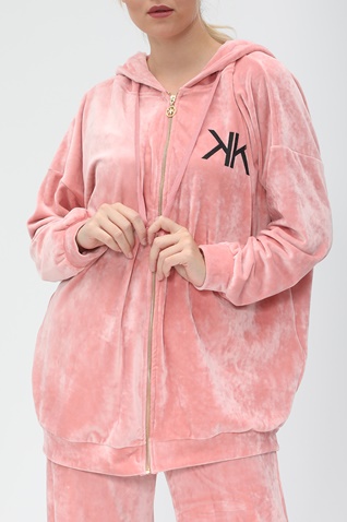 KENDALL + KYLIE-Γυναικεία μακριά φούτερ ζακέτα KENDALL + KYLIE ACTIVE TOP ροζ