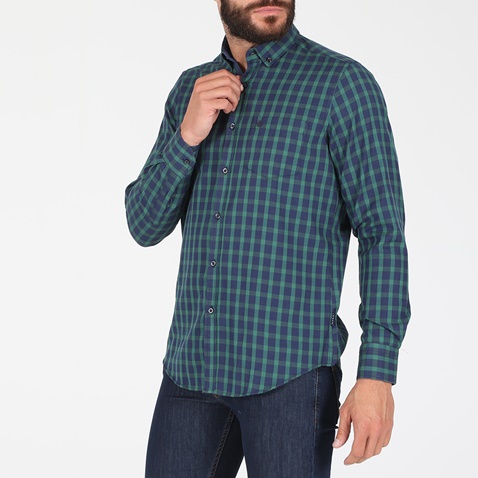 DORS-Ανδρικό πουκάμισο DORS καρό μπλε πράσινο