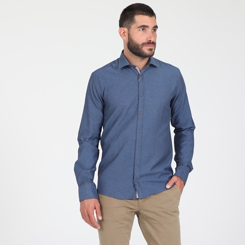 MARTIN & CO-Ανδρικό πουκάμισο MARTIN & CO SLIM FIT μπλε