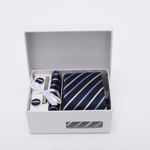 MARTIN & CO-Σετ από γραβάτα, μαντήλι, μανικετόκουμπα και καρφίτσα MARTIN & CO PTTC-30 μπλε
