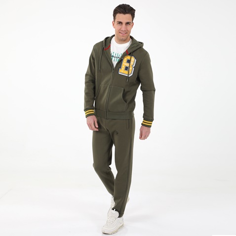 BEVERLY HILLS POLO CLUB-Ανδρικό παντελόνι φόρμας BEVERLY HILLS POLO CLUB BHP.1W1.017.003 SUSTAINABLE FLEECE JOGGER χακί