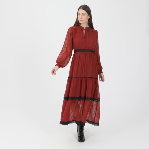 ATTRATTIVO-Γυναικείο maxi φόρεμα ATTRATTIVO κόκκινο