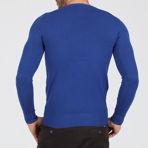 MARTIN & CO-Ανδρική πλεκτή μπλούζα MARTIN & CO μπλε