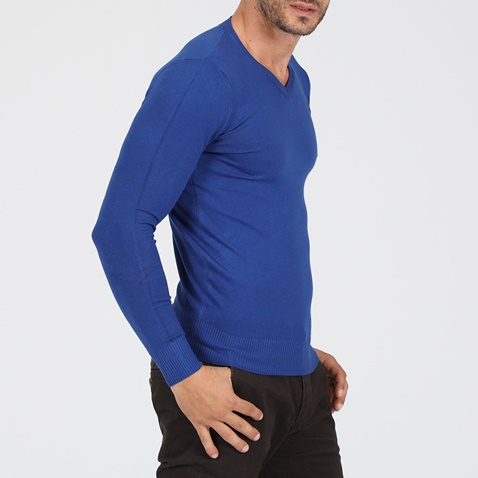MARTIN & CO-Ανδρική πλεκτή μπλούζα MARTIN & CO μπλε