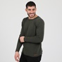 DIRTY LAUNDRY-Ανδρική πλεκτή μπλούζα DIRTY LAUNDRY CASHMERE KNIT RAW-EDGED χακί