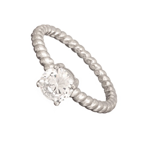 JEWELTUDE-Γυναικείο δαχτυλίδι μονόπετρο JEWELTUDE από επιπλατινωμένο ασήμι
