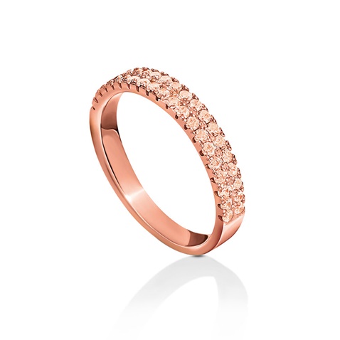 FOLLI FOLLIE-Γυναικείο ασημένιο δαχτυλίδι FOLLI FOLLIE Fashionably Silver Essentials κόκκινο επιχρυσωμένο