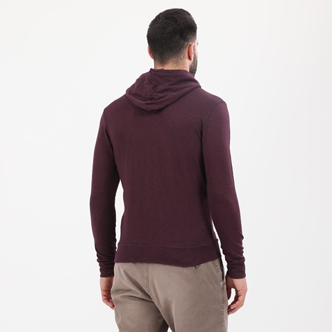 DIRTY LAUNDRY-Ανδρική πλεκτή ζακέτα DIRTY LAUNDRY ESSENTIAL SLUB JERSEY CARDIGAN μοβ