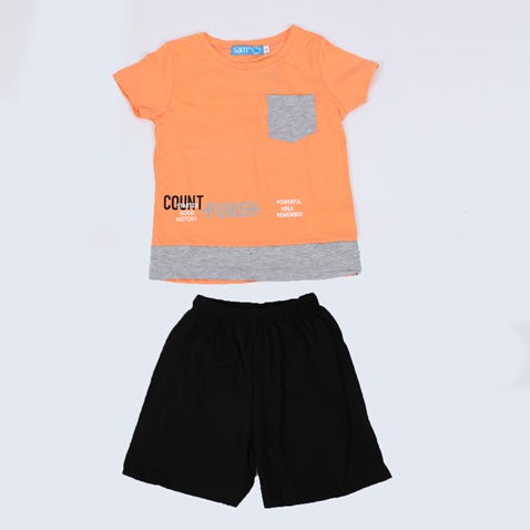 SAM 0-13-Παιδικό σετ από μπλούζα και σορτσάκι SAM 0-13 COUNT PUNISH πορτοκαλί μαύρο