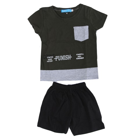 SAM 0-13-Παιδικό σετ από μπλούζα και σορτσάκι SAM 0-13 COUNT PUNISH μαύρο γκρι