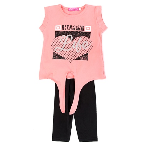 SAM 0-13-Παιδικό σετ από μπλούζα και κολάν SAM 0-13 HAPPY LIFE ροζ μαύρο