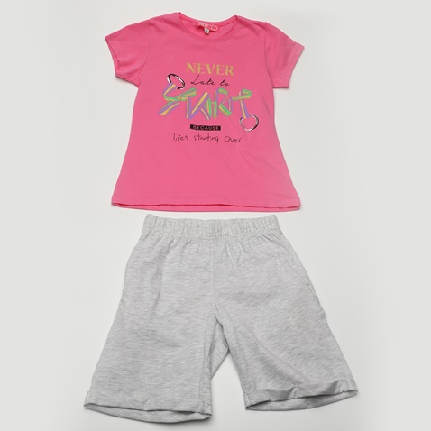 SAM 0-13-Παιδικό σετ απο μπλούζα και σορτσάκι SAM 0-13 121.103 ροζ γκρι