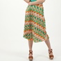 ATTRATTIVO-Γυναικεία πλισέ midi φούστα ATTRATTIVO πορτοκαλί πράσινη