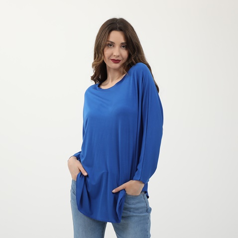 ATTRATTIVO-Γυναικεία μακριά μπλούζα ATTRATTIVO μπλε