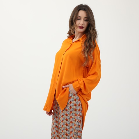 ATTRATTIVO-Γυναικεία μακριά πουκαμίσα ATTRATTIVO πορτοκαλί