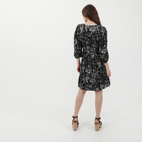 ATTRATTIVO-Γυναικείο mini φόρεμα ATTRATTIVO floral μαύρο λευκό