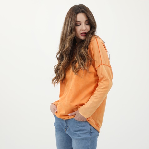 'ALE-Γυναικεία βαμβακερή μπλούζα 'ALE πορτοκαλί