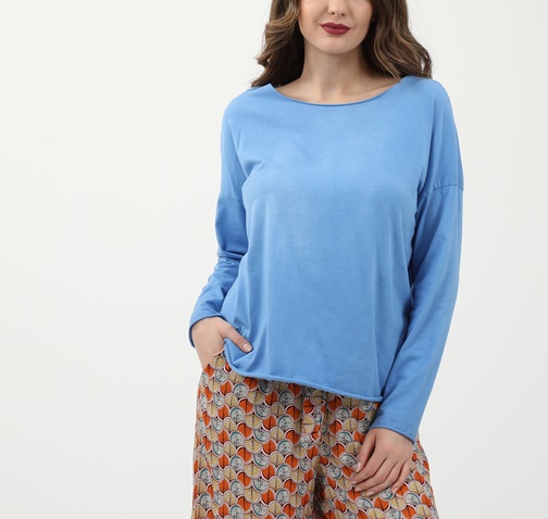 ATTRATTIVO-Γυναικεία basic μπλούζα ATTRATTIVO γαλάζια