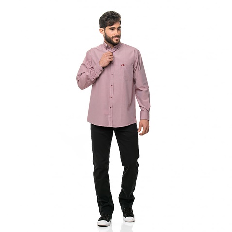 AMERICANINO-Ανδρικό πουκάμισο AMERICANINO μπορντό