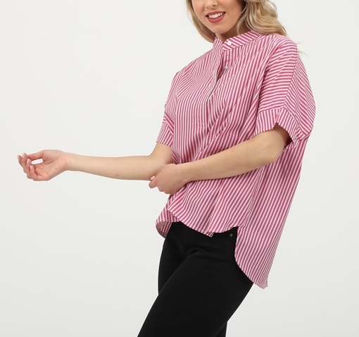 ATTRATTIVO-Γυναικείο πουκάμισο ATTRATTIVO ροζ λευκό ριγέ