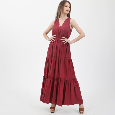 ATTRATTIVO-Γυναικείο μακρύ φόρεμα ATTRATTIVO μπορντό