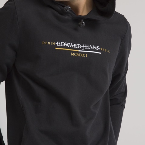 EDWARD JEANS-Ανδρική φούτερ μπλούζα EDWARD JEANS RELIC HOODIE μαύρη
