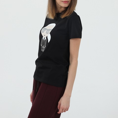 KARL LAGERFELD-Γυναικείο t-shirt KARL LAGERFELD APPAREL IKONIK μαύρο