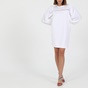 KARL LAGERFELD-Γυναικείο mini φόρεμα KARL LAGERFELD FABRIC MIX SWEAT λευκό