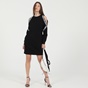 KARL LAGERFELD-Γυναικείο mini φόρεμα KARL LAGERFELD COLD SHOULDER SWEAT μαύρο