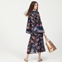 MICHAEL KORS-Γυναικείο μακρύ κιμονό MICHAEL by Michael Kors Floral Border Kimono Cover Up μπλε