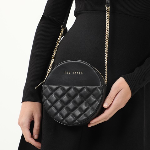 TED BAKER-Γυναικεία τσάντα ώμου TED BAKER 248953 QUILTED CIRCLE MINI XBODY μαύρη