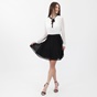 TED BAKER-Γυναικείο πλισέ mini φόρεμα TED BAKER 249743 PLEATED MINI DRESS WITH TIE λευκό μαύρο