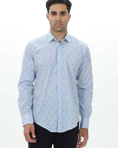 DORS-Ανδρικό πουκάμισο DORS ριγέ μπλε λευκό