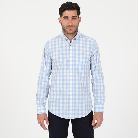 DORS-Ανδρικό πουκάμισο DORS καρό λευκό μπλε 