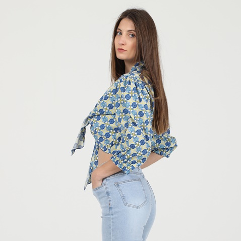 ATTRATTIVO-Γυναικείο πουκάμισο μπολερό ATTRATTIVO κίτρινο μπλε