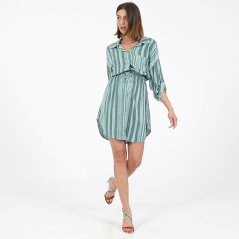 'ALE-Γυναικείο mini φόρεμα 'ALE πράσινο ριγέ