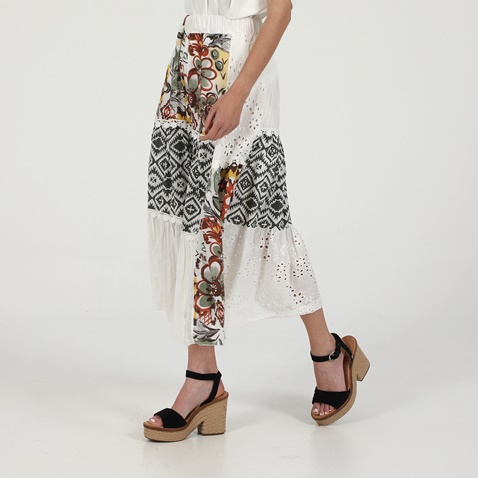 ATTRATTIVO-Γυναικεία μακριά φούστα ATTRATTIVO λευκή floral