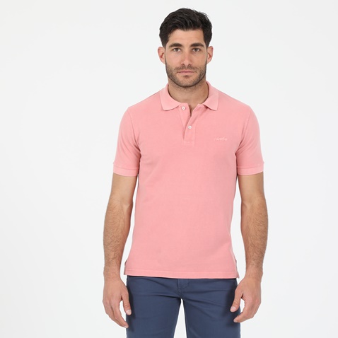 HAMPTONS-Ανδρική polo μπλούζα HAMPTONS RETRO COLORED ροζ