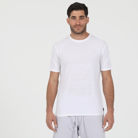DIRTY LAUNDRY-Ανδρική μπλούζα DIRTY LAUNDRY LINEN DOUBLE HEM TEE λευκή