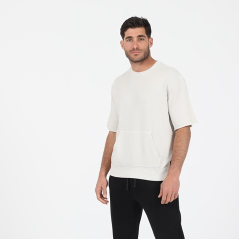 DIRTY LAUNDRY-Ανδρική κοντομάνικη φούτερ μπλούζα DIRTY LAUNDRY OVERSIZED LOOSE KNIT λευκή