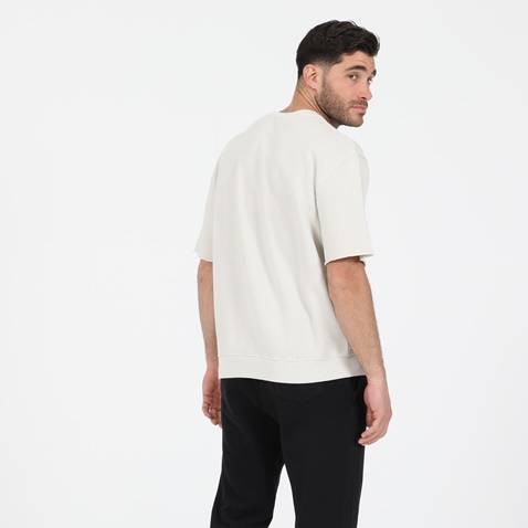 DIRTY LAUNDRY-Ανδρική κοντομάνικη φούτερ μπλούζα DIRTY LAUNDRY OVERSIZED LOOSE KNIT λευκή