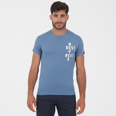 GREENWOOD-Ανδρικό t-shirt GREENWOOD GRW05 NEVER REST μπλε