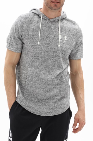 UNDER ARMOUR-Ανδρική κοντομάνικη φούτερ μπλούζα UNDER ARMOUR 1370396 RIVAL TERRY LC SS HD γκρι