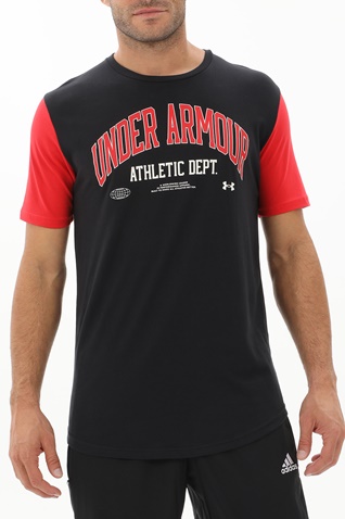 UNDER ARMOUR-Ανδρικό αθλητικό t-shirt UNDER ARMOUR 1370515 7200016530 ATH DEPT CLRBLK μαύρο κόκκινο