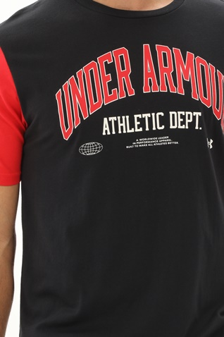 UNDER ARMOUR-Ανδρικό αθλητικό t-shirt UNDER ARMOUR 1370515 7200016530 ATH DEPT CLRBLK μαύρο κόκκινο