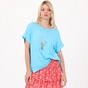 ATTRATTIVO-Γυναικεία μακριά μπλούζα με κολιέ ATTRATTIVO γαλάζια