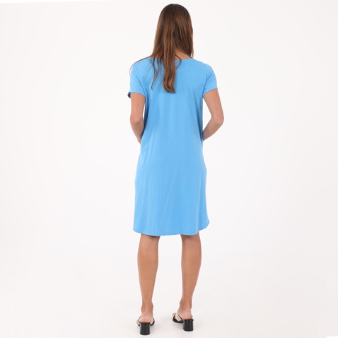 ATTRATTIVO-Γυναικείο λινό mini φόρεμα ATTRATTIVO γαλάζιο