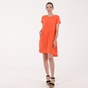 ATTRATTIVO-Γυναικείο λινό mini φόρεμα ATTRATTIVO πορτοκαλί