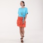 ATTRATTIVO-Γυναικεία mini φούστα ATTRATTIVO πορτοκαλί εκρού floral