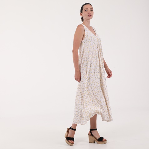 ATTRATTIVO-Γυναικείο μακρύ φόρεμα ATTRATTIVO λευκό floral
